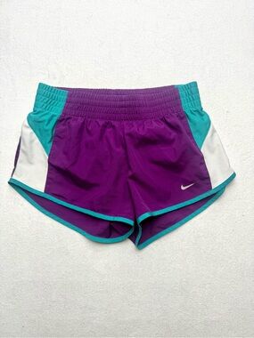Nike Women’s Purple Athletic Shorts with Teal and White Accents